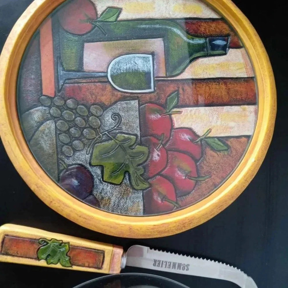 Jo!e Trader Joe's Wine Art Cheese Knife Resin Grape Leaf Handle Wine Board Tapas - Picture 2 of 2